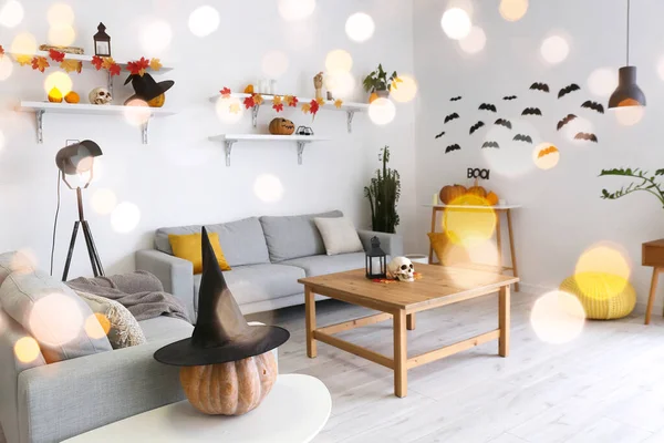 Interior Light Living Room Decorated Halloween Celebration — 스톡 사진