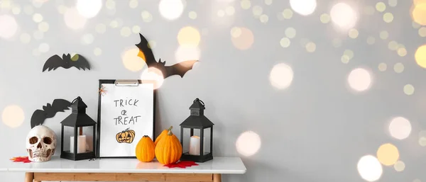 Stylish Halloween Decorations Table Light Wall Room — Foto Stock