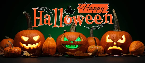 Greeting Card Happy Halloween Celebration Pumpkins — Fotografia de Stock