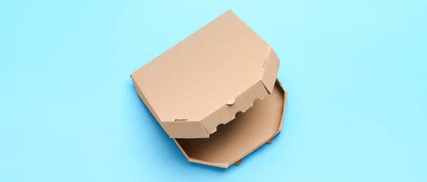 Χάρτινο Κουτί Πίτσας Γαλάζιο Φόντο — Φωτογραφία Αρχείου