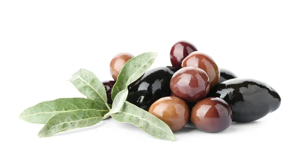 Mucchio Gustose Olive Sfondo Bianco — Foto Stock