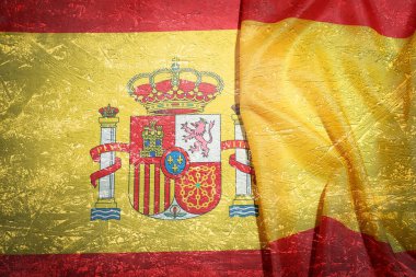 İspanyadaki grunge dokusu ve bayrağın çifte pozu