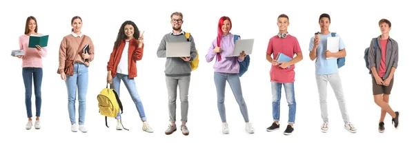 Group Different Students White Background — Stock Photo, Image