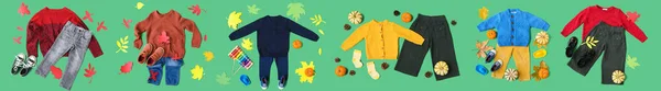 Conjunto Ropa Bebé Con Estilo Con Decoración Otoño Sobre Fondo —  Fotos de Stock