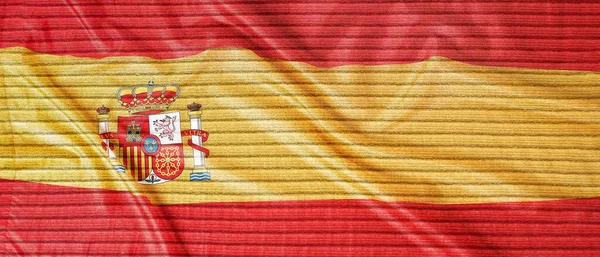 Textura Tela Con Estampado Bandera España Banner Para Diseño — Foto de Stock