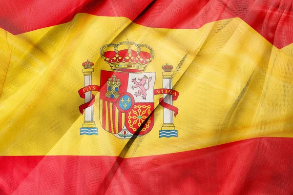 Υφή Υφάσματος Εκτύπωση Της Ισπανικής Σημαίας — Φωτογραφία Αρχείου