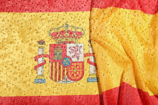 Διπλή Έκθεση Της Υφής Σταγόνες Νερού Και Σημαία Της Ισπανίας — Φωτογραφία Αρχείου