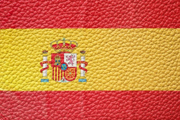 Δερμάτινη Υφή Εκτύπωση Της Ισπανικής Σημαίας — Φωτογραφία Αρχείου