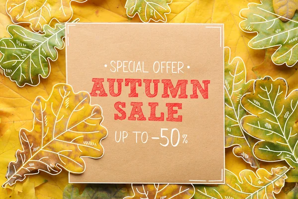 Poster Autumn Sale Oak Leaves — Stock Photo, Image