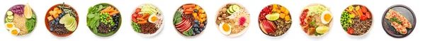 Collage Healthy Dishes Quinoa White Background — Stock Photo, Image