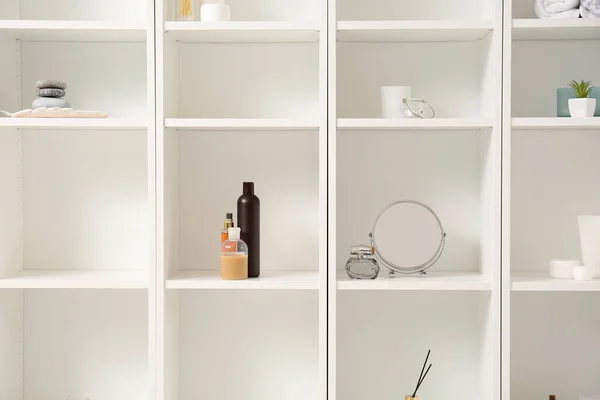 Different Bath Accessories Shelving Unit — Stock Photo, Image