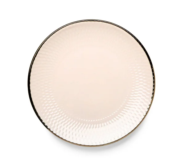 Empty Ceramic Plate Isolated White Top View — Zdjęcie stockowe