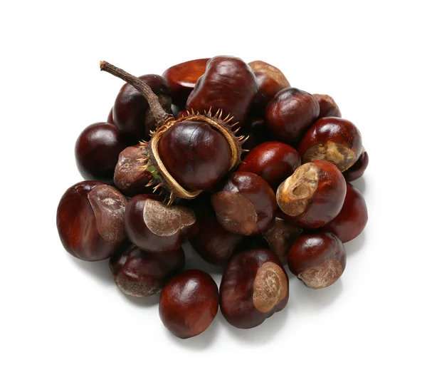 Fresh Chestnuts White Background — Stock Photo, Image