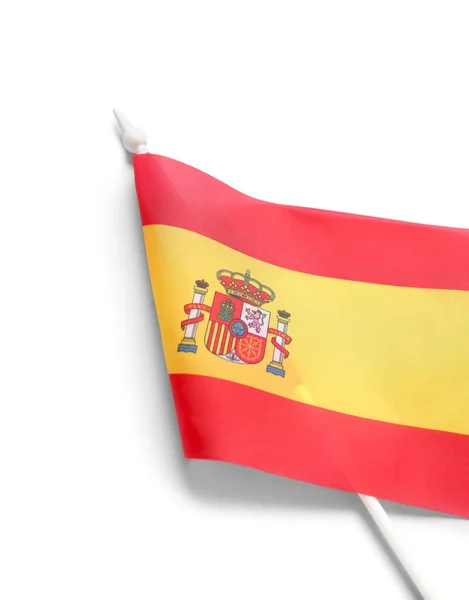 Σημαία Της Ισπανίας Απομονωμένη Λευκό Φόντο Κοντινό Πλάνο — Φωτογραφία Αρχείου