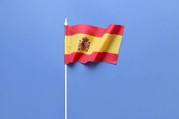 Flagge Spaniens Auf Blauem Hintergrund — Stockfoto