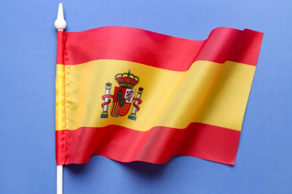Flag Spain Blue Background Closeup — Foto de Stock