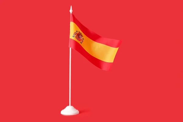 Bandera Nacional España Sobre Fondo Rojo — Foto de Stock