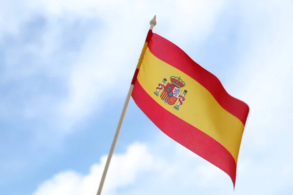 Flag Spain Waving Outdoors Closeup — 图库照片