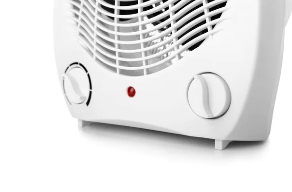 Elektrische Ventilator Verwarming Witte Achtergrond Close — Stockfoto