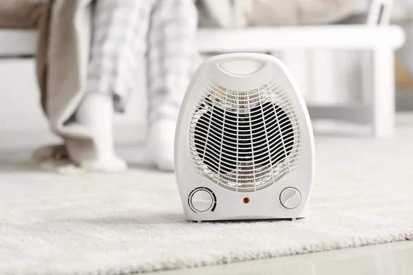 Electric Fan Heater Carpet Living Room — Stock Photo, Image