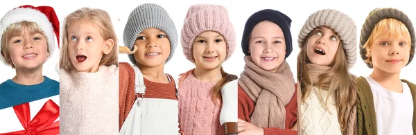 Colección Niños Pequeños Ropa Otoño Invierno Sobre Fondo Blanco — Foto de Stock