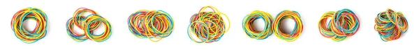 Set Colorful Rubber Bands Isolated White Top View — Stock Photo, Image
