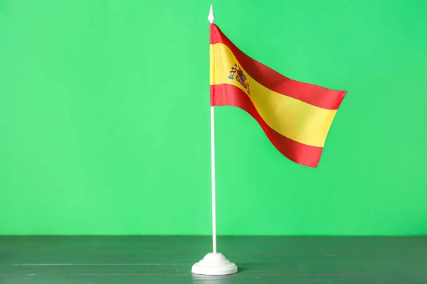 Bandera España Sobre Tabla Sobre Fondo Verde — Foto de Stock