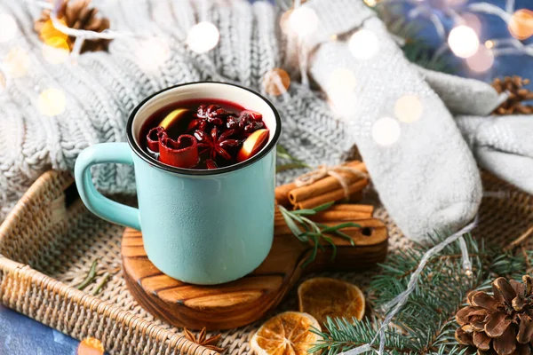 Mug Tasty Mulled Wine Table — Stock Photo, Image