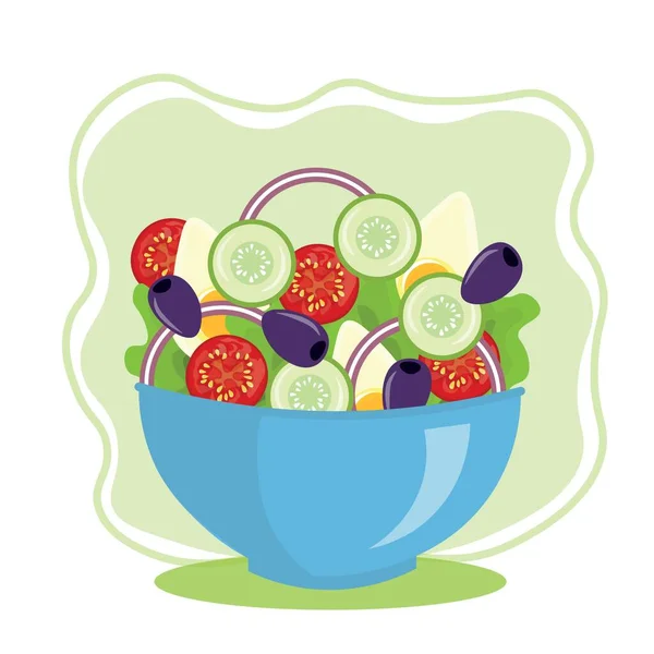 Bol Salade Savoureuse Sur Fond Blanc — Image vectorielle