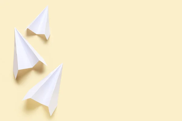 Paper Planes Yellow Background — 图库照片