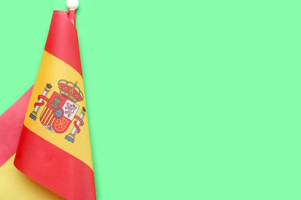 Flagge Spaniens Auf Grünem Hintergrund Nahaufnahme — Stockfoto