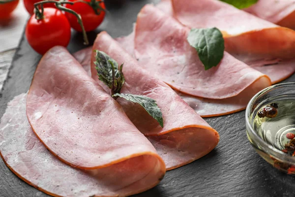 Board Slices Tasty Ham Closeup — Stock Photo, Image