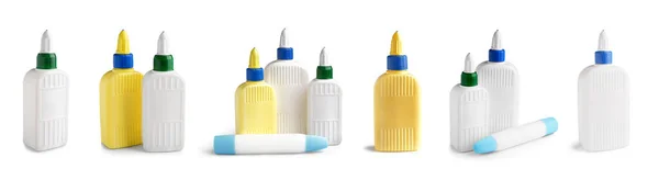 Collage Different Glue White Background — Stock Photo, Image