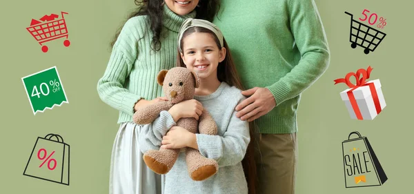 全家人穿着毛衣销售服装的横幅 — 图库照片
