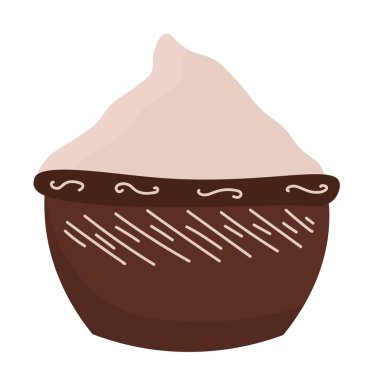 Beyaz arka plan üzerinde kasede un yığını