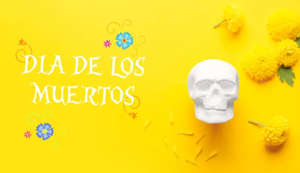 멕시코의 죽음의 Dia Muertos 과노란 배경의 — 스톡 사진
