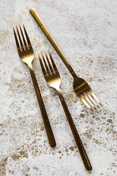 Golden Forks Grunge Background — Stock Photo, Image