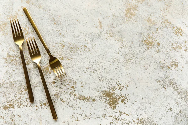 Golden Forks Grunge Background — Stock Photo, Image