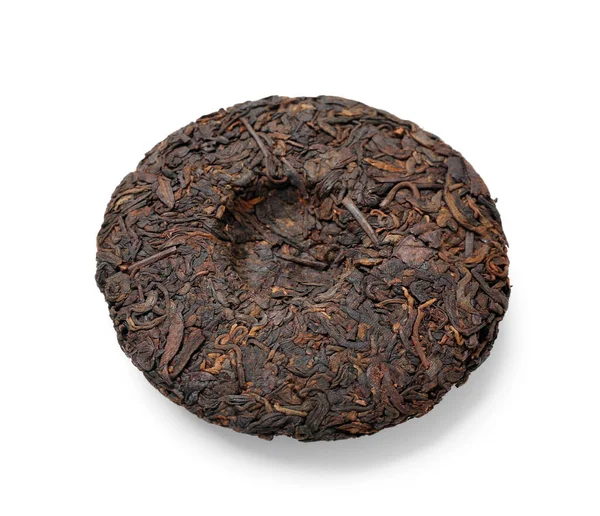 Dry Pressed Puer Tea White Background — Stock Photo, Image
