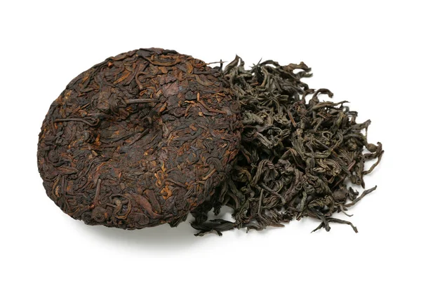 Sucha Herbata Czysta Tłoczona Białym Tle — Zdjęcie stockowe