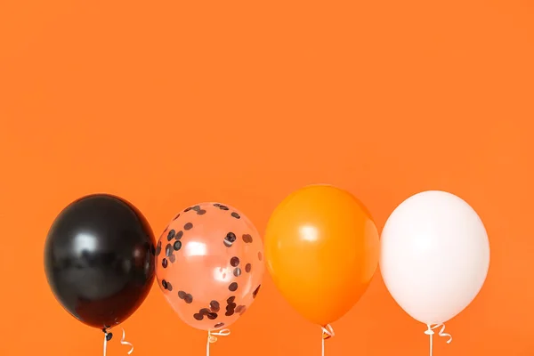 Halloween Balloons Orange Background — Stock Photo, Image