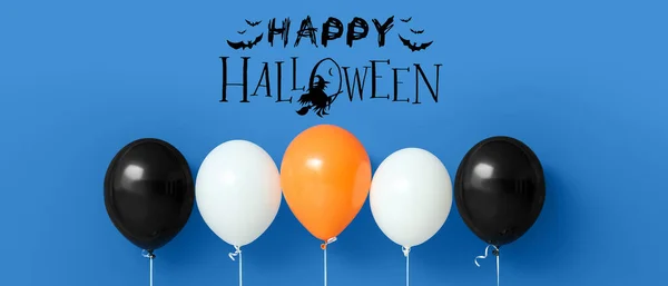 Banner För Halloween Med Ballonger Blå Bakgrund — Stockfoto