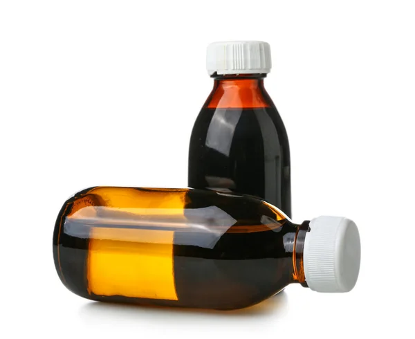 Bottles Cough Syrup White Background — Stock Photo, Image