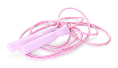 Beyaz arkaplanda pembe ip atlama