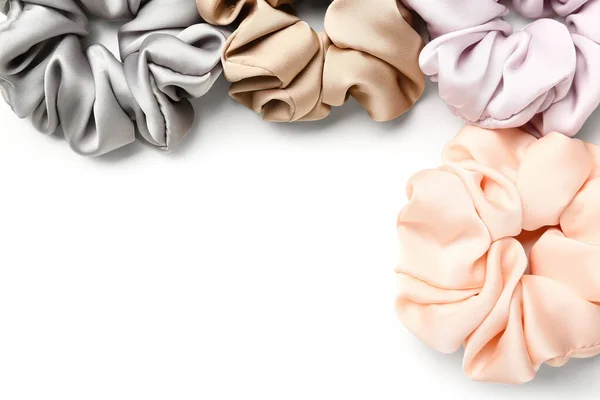 Set Different Scrunchies White Background — Stock Photo, Image