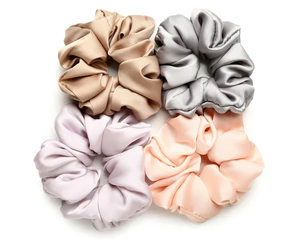 Different Scrunchies Isolated White Background — Stock Photo, Image
