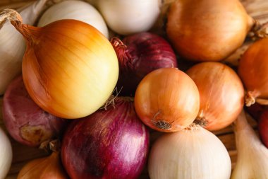 Arka plan olarak taze soğan, yakın plan