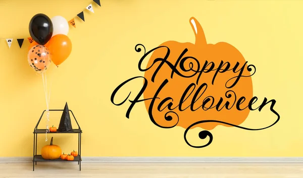 Banner Para Halloween Con Globos Decoraciones Habitación —  Fotos de Stock