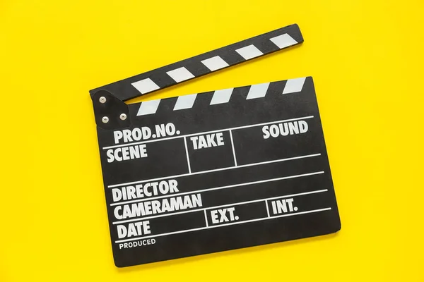 Movie Clapper Yellow Background — Stock Photo, Image