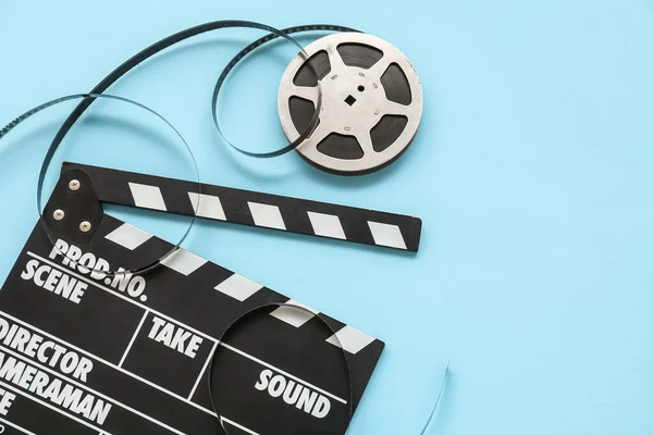 Movie Clapper Reel Blue Background — Stock Photo, Image